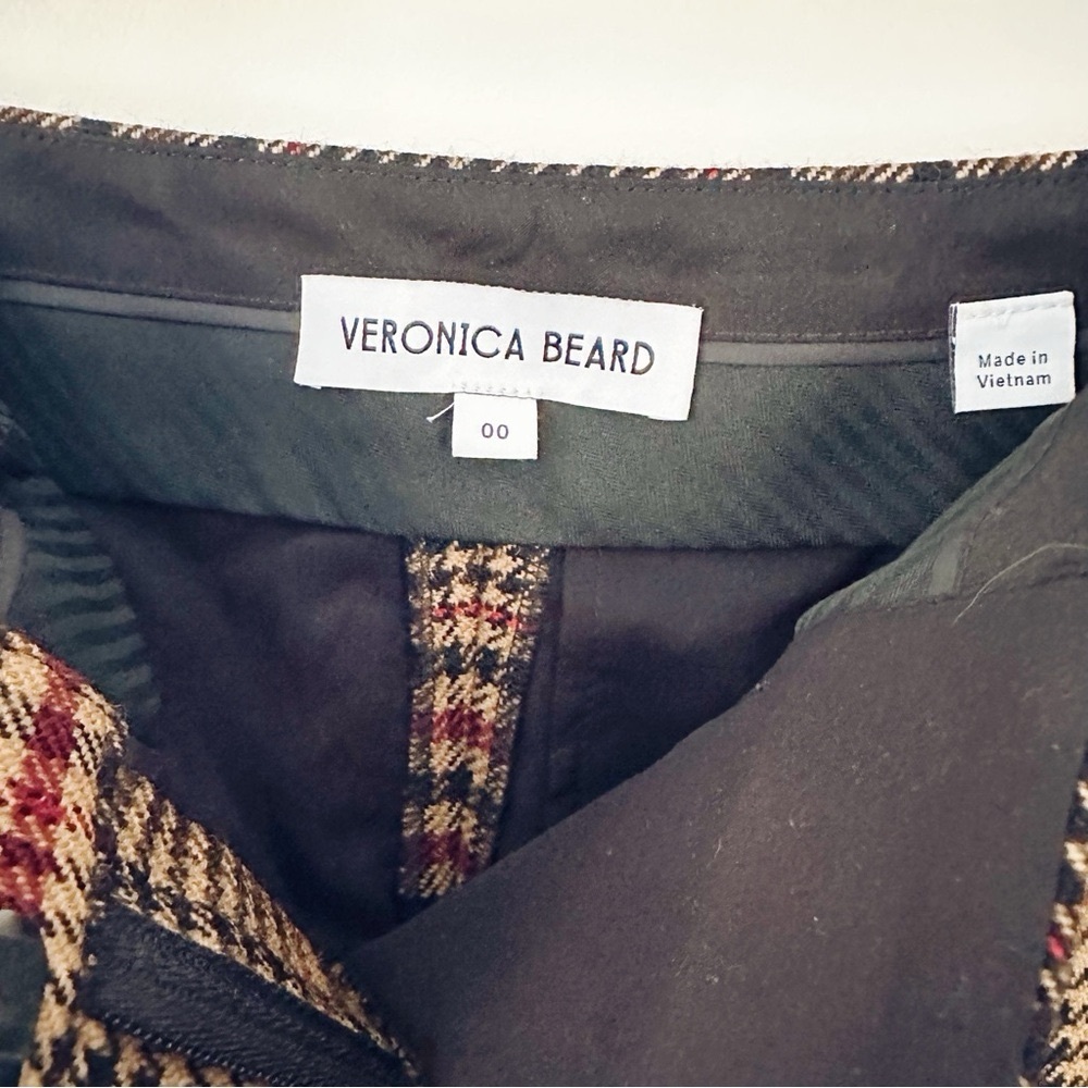 Veronica Beard Brown Plaid Wide Leg Pants Size 00 - Picture 8 of 9